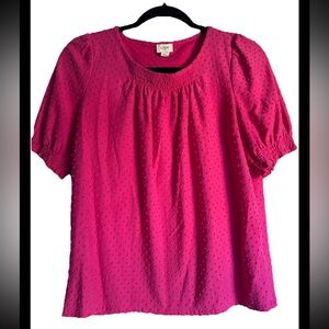 J. Crew Women's Hot Pink Cotton Smocked Top Sz XS